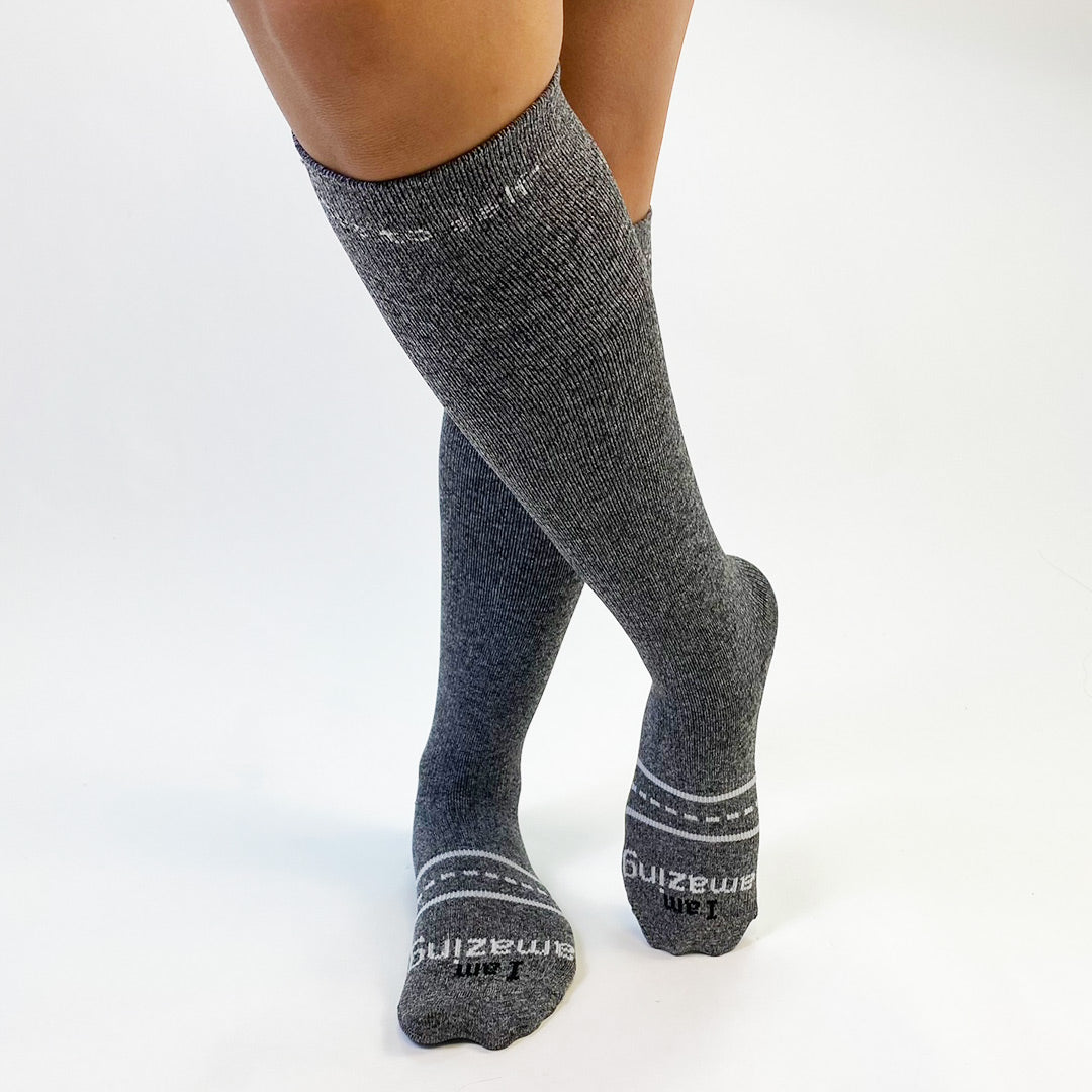 I am amazing, grey compression socks 15-20 mmHg