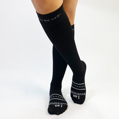 I am awesome black compression socks