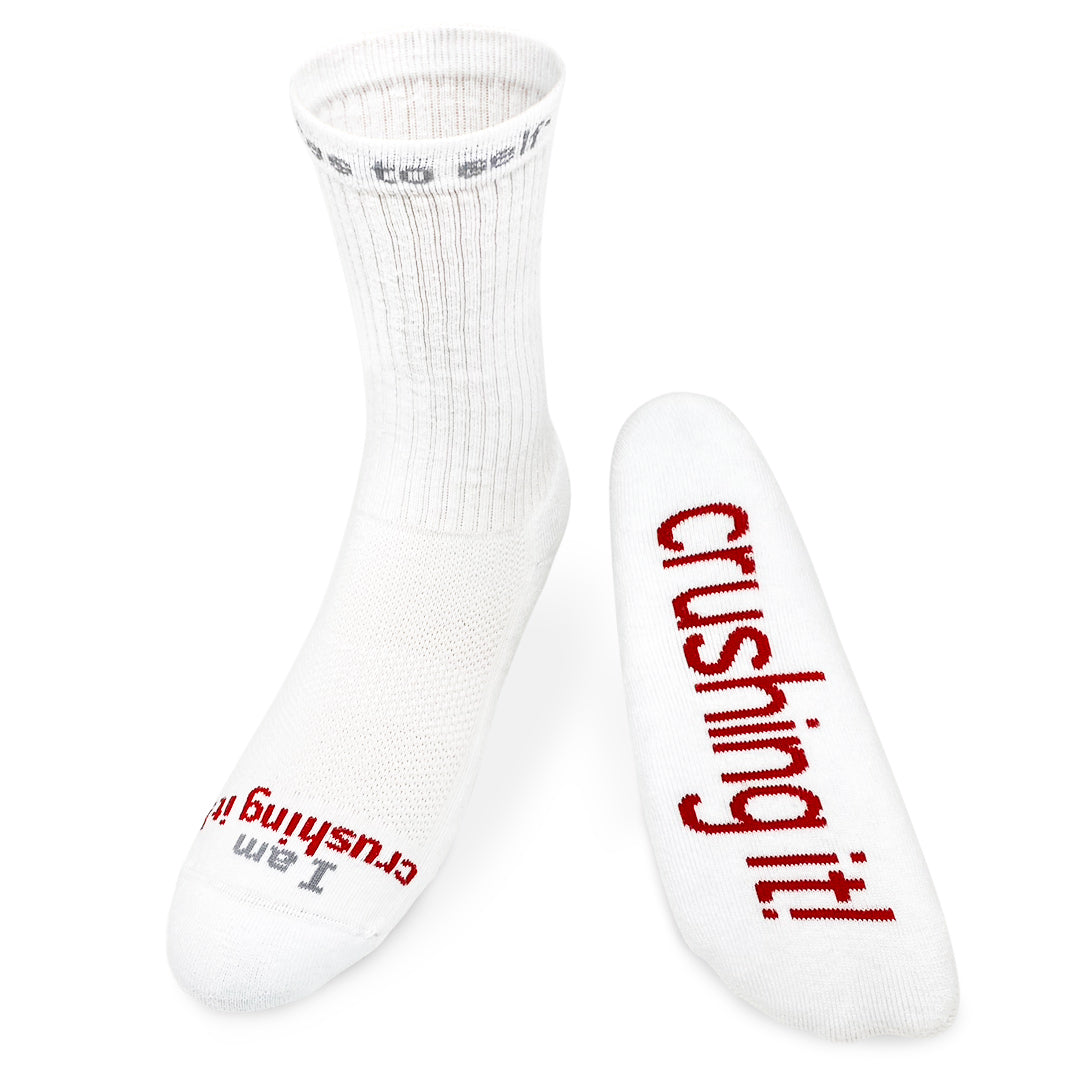 I am crushing it socks white crew socks notes to self® notes to