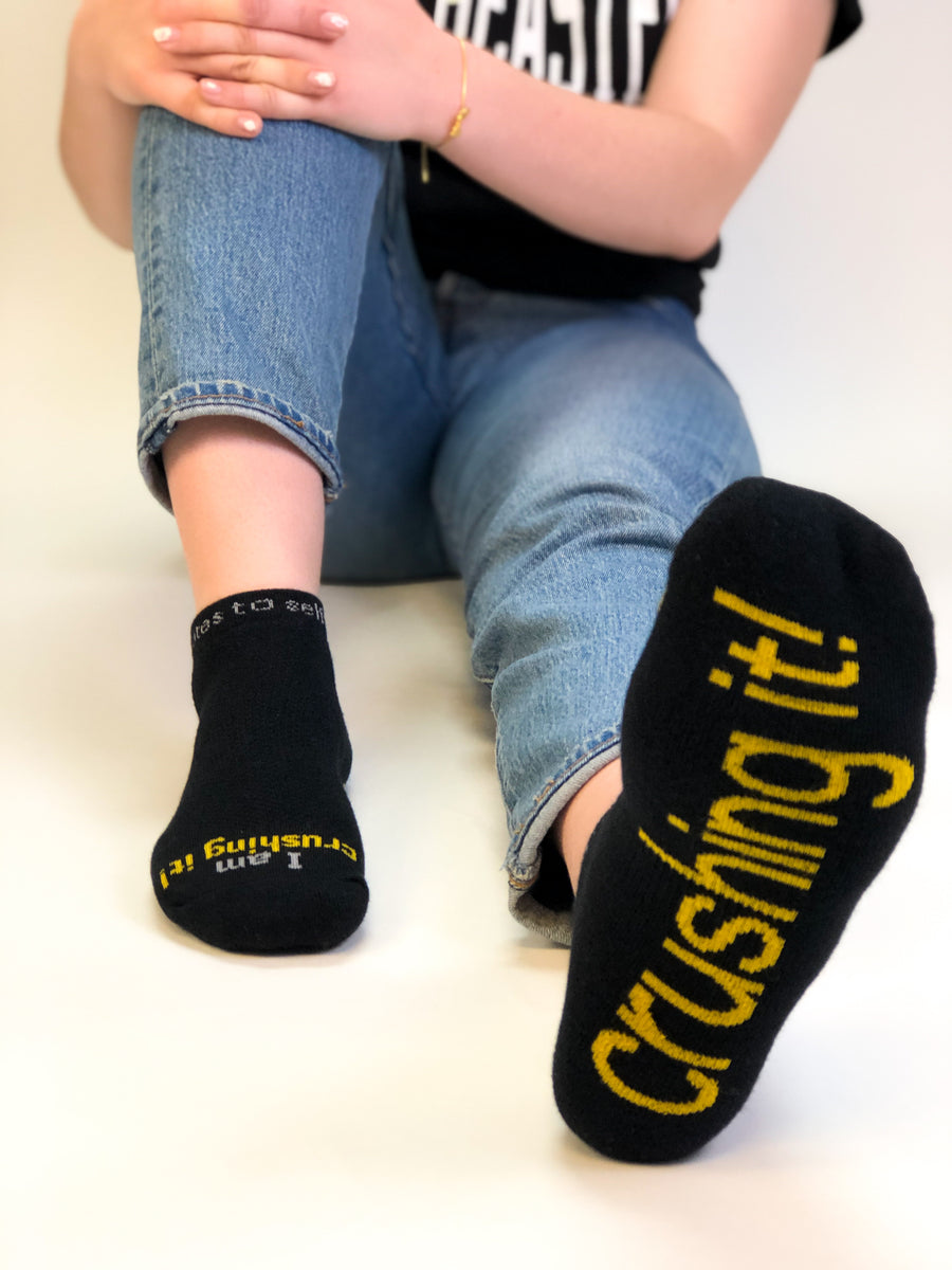 I am crushing it socks Black Low Cut Socks notes to self® notes