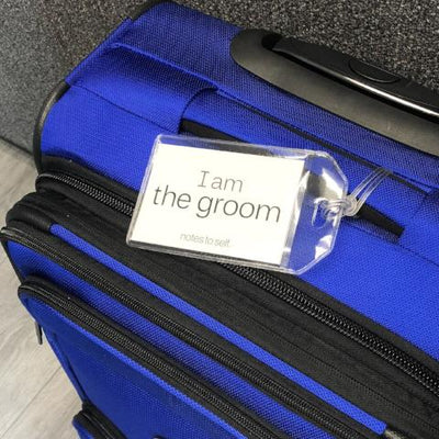 i am the groom and smiling luggage tag