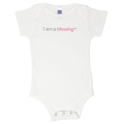 i am a blessing white and pink baby one-piece shirt