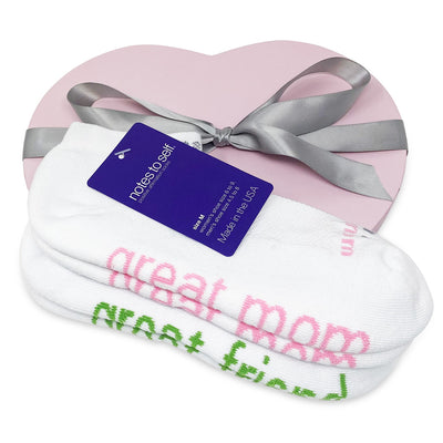 sock gift set for women i am a great mom socks i am a great friend socks in pink heart box