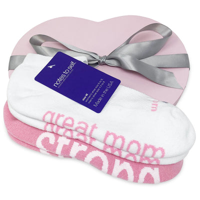 sock gift set for women i am a great mom socks i am strong in pink heart box