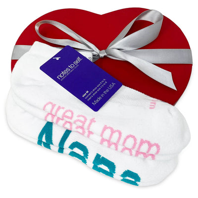 i love nana i am a great mom sock gift in red heart box