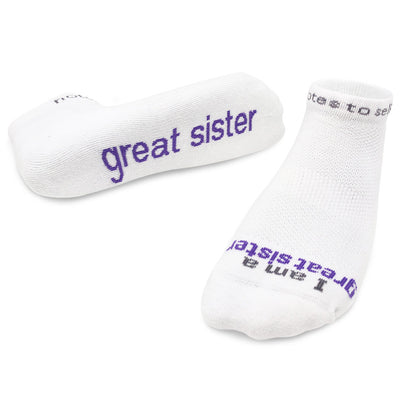 I am a great sister socks in white