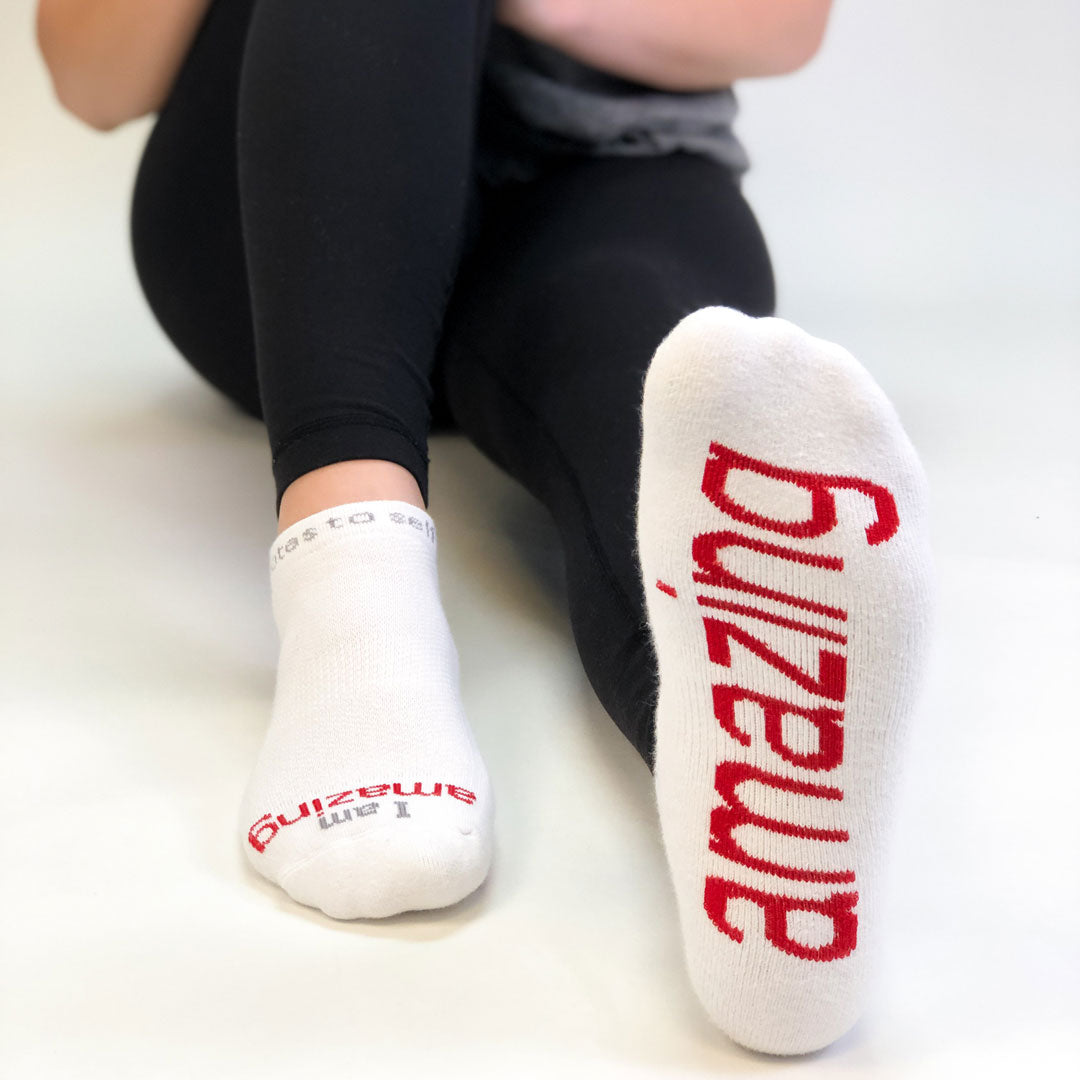 'I am amazing' socks white lowcut socks notes to self® notes to