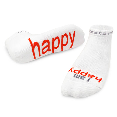 i am happy socks white