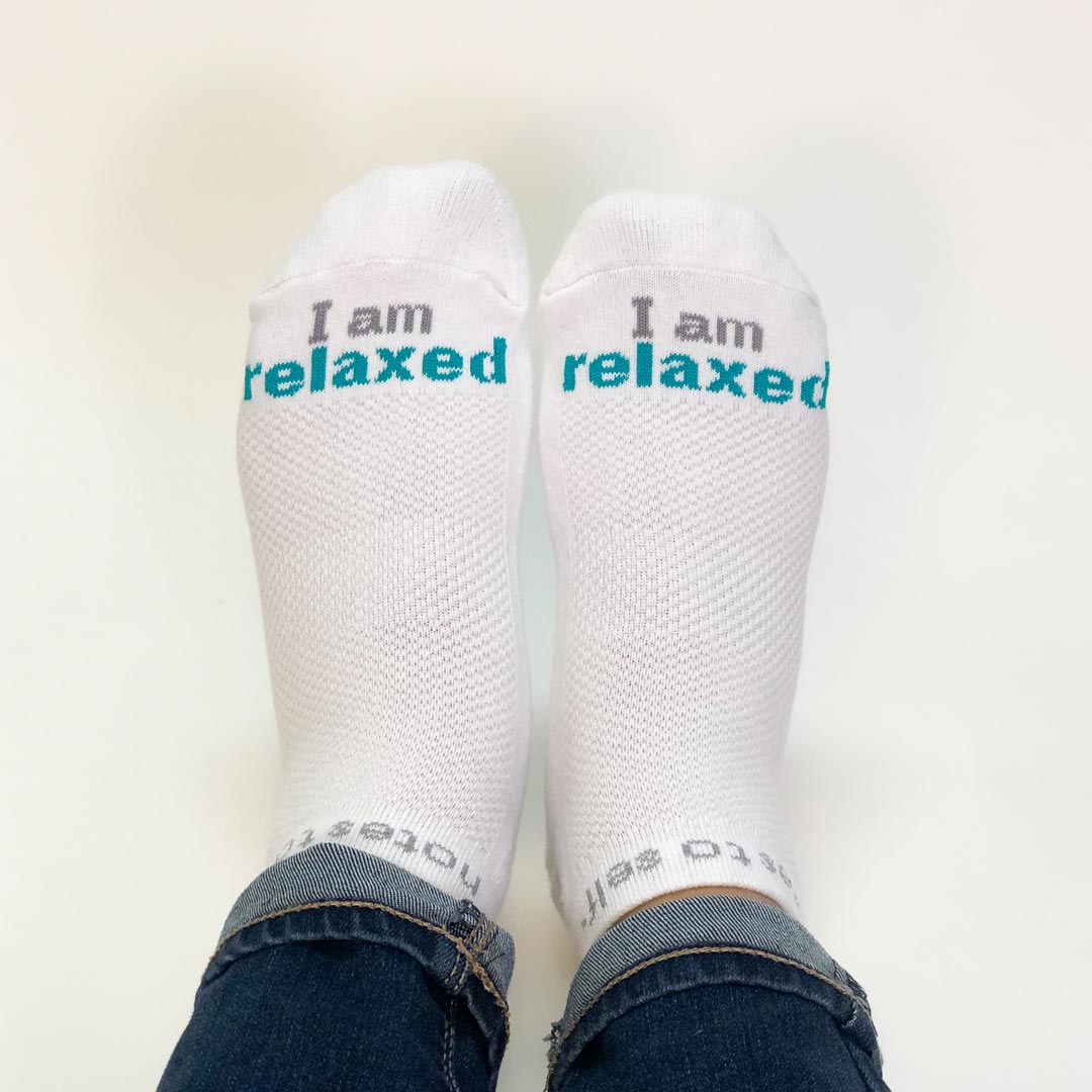 'I am relaxed' socks white lowcut socks notes to self® notes to