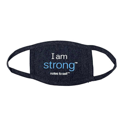 i am strong 3 play face cover with blue affirmation