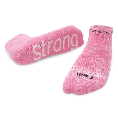 i am strong socks in soft pink