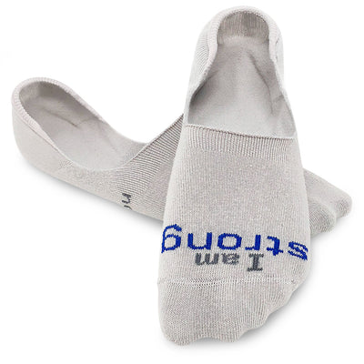 i am strong grey ultra low cut socks with motivational message