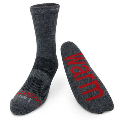 i am warm wool crew socks with positive message