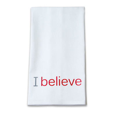 i believe cotton towel with red inspirational words