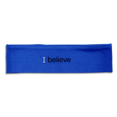 i believe royal blue headband with positive message