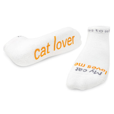 my cat loves me cat lover socks