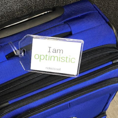 i am smiling and optimistic luggage tag