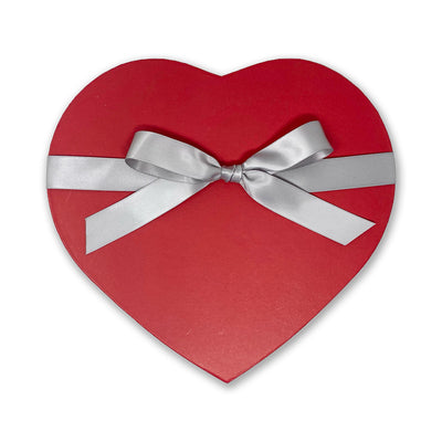 red heart gift box with ribbon