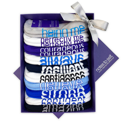 the world needs me being me 10 pair sock gift set in keepsake purple box