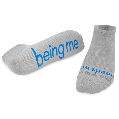 the world needs me being me grey low cut socks