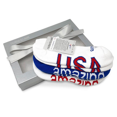 we are awesome usa socks 2 pair i am amazing socks in silver gift box