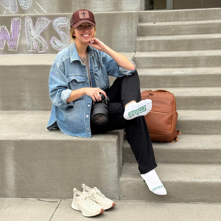 photographer wearing entrepreneur socks