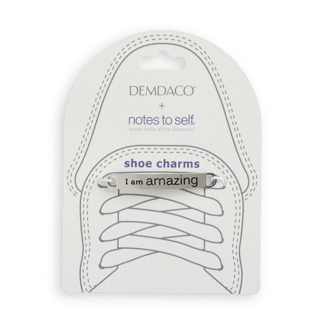 Demdaco + notes to self silver 'I am amazing' shoe charm