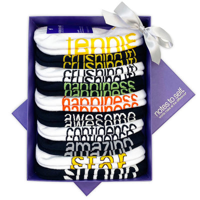For one who loves tennis and life 10 pair sock set in purple gift box