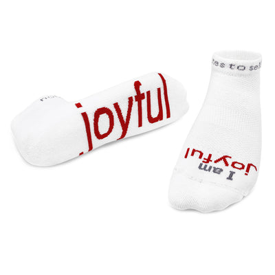 I am joyful socks in white