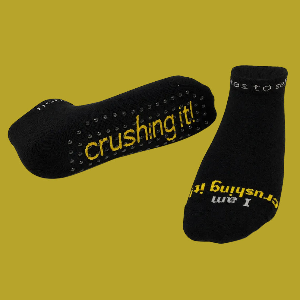 grip-notes™ low-cut gripper socks – I am crushing it™