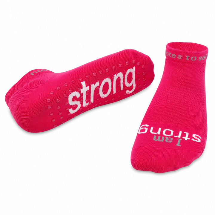 I am strong grip socks in bright pink