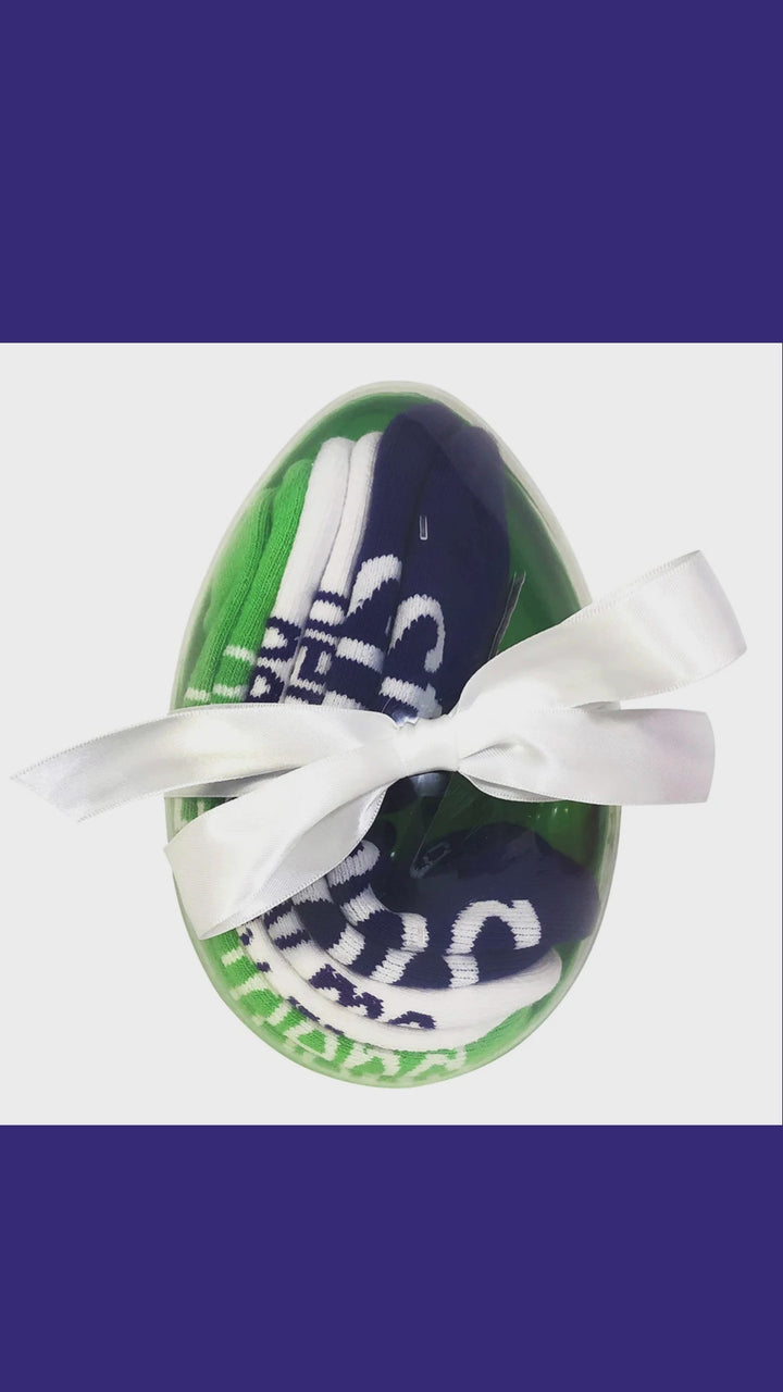 great friend, perfectly me, strong affirmation socks in a egg set