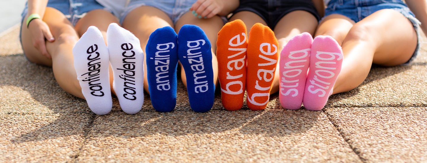 positive affirmation socks with words and inspirational quotes