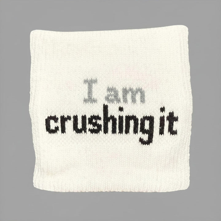 I am crushing it™ white performance wristband