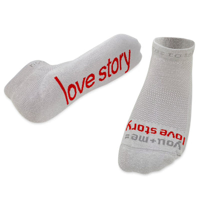 you + me = love story grey socks
