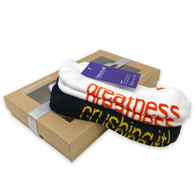 positive socks, i am crushing it, i am destined-greatness, great gift, kraft window box