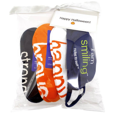 Halloween sock bag with face cover - strong, happy, brave, smiling