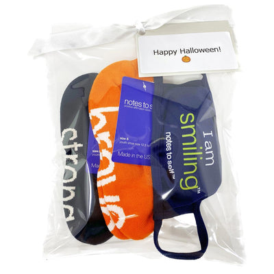 Halloween sock bag - strong and brave socks with smiling face cover