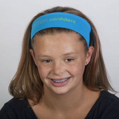 i am confident turquoise headband with positive message