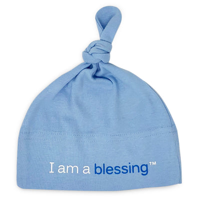 i am a blessing blue baby hat for boys