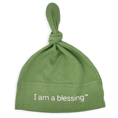 i am a blessing green baby hat