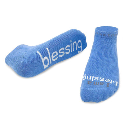 i am a blessing blue socks