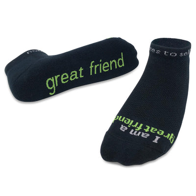 i am a great friend socks in black