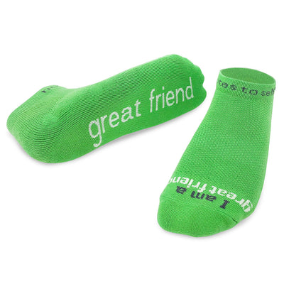 i am a great friend socks in green