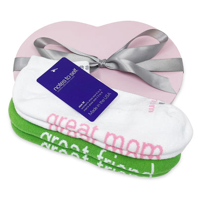 sock gift set for her i am a great mom socks i am a great friend socks in pink heart box