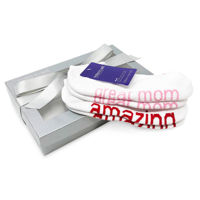 sock gift for her i am a great mom socks i am amazing socks in silver box