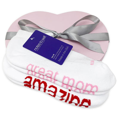 sock gift for her i am a great mom socks i am amazing socks in pink heart box