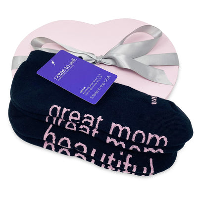 gift set for her i am a great mom sock i am beautiful black socks in pink heart box