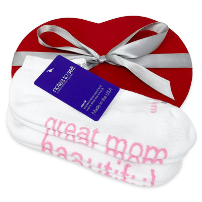 i am a great mom i am beautiful sock gift in red heart box