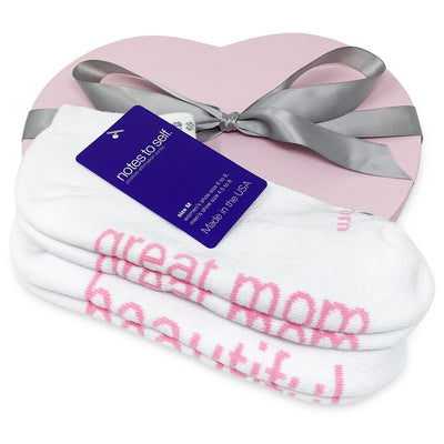 sock gift set for her i am a great mom socks i am beautiful white sock in pink heart box